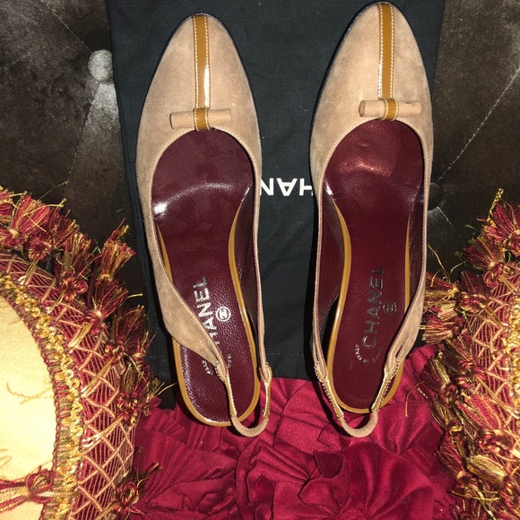 WOMEN’S CHANEL SUEDE SLINGBACK PUMPS SZ 8.5 US - Picture 2 of 9